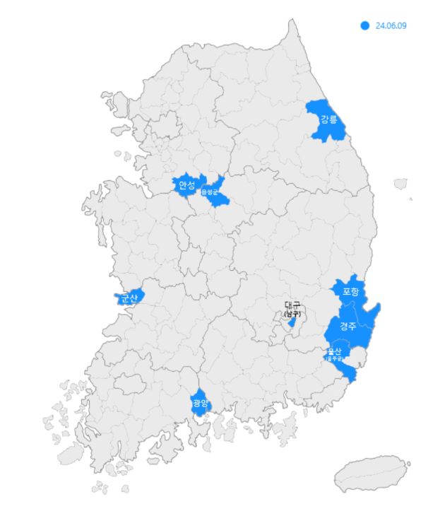 미분양관리지역 지정 현황 지도