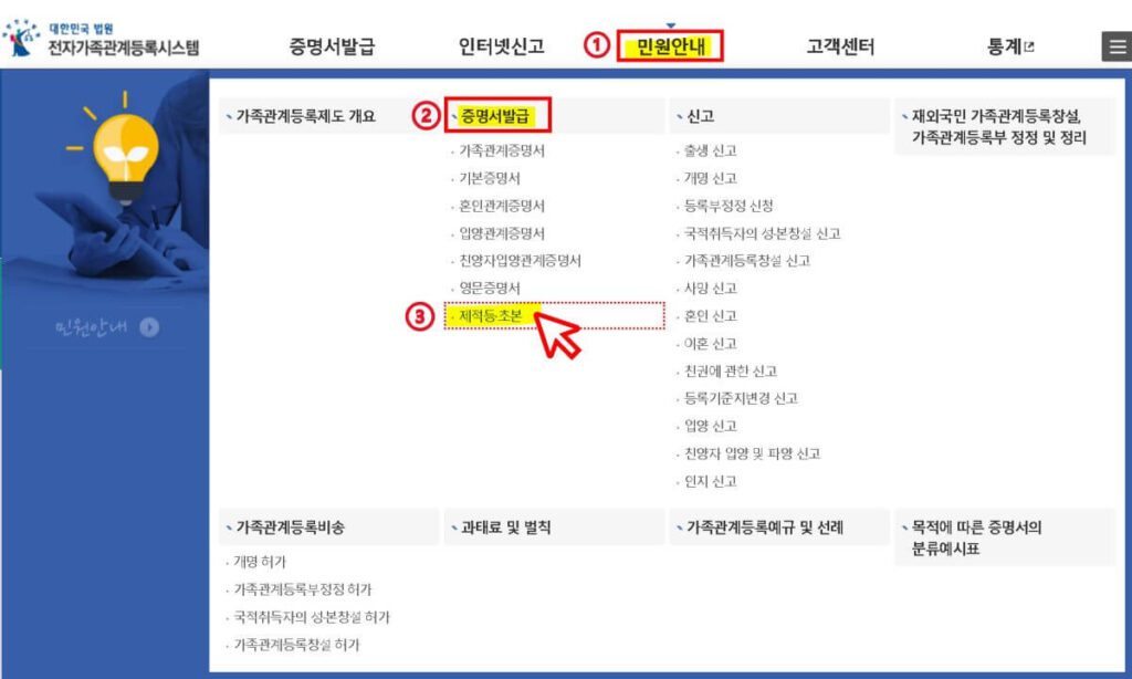 제적등본 발급 방법-인터넷 신청 방법