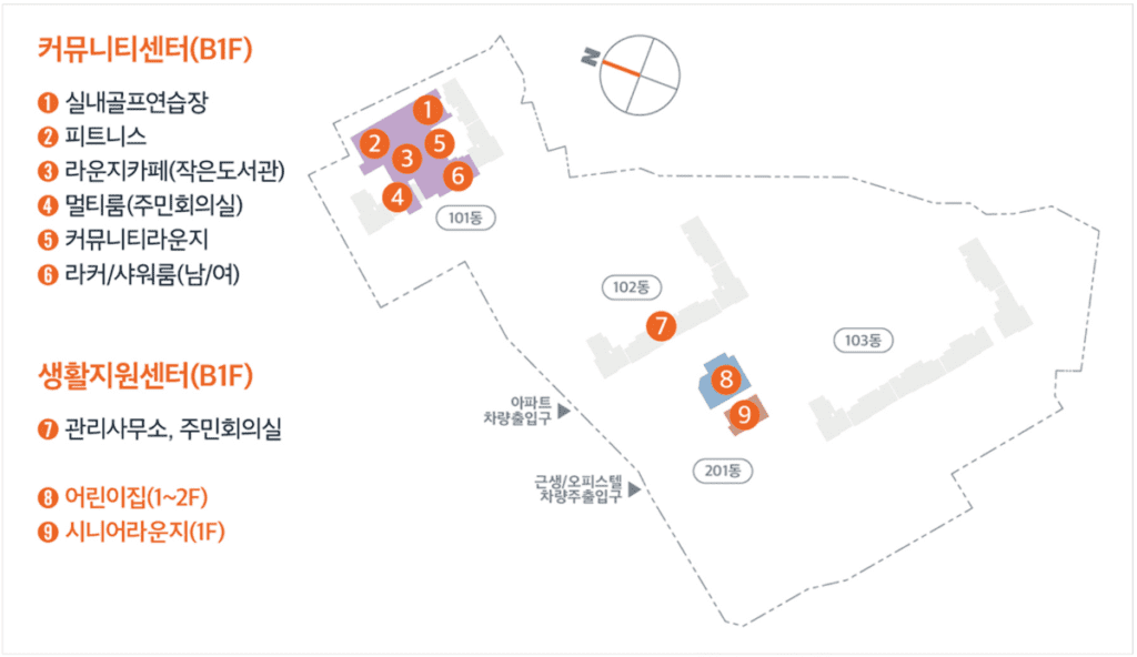 e편한세상 동인천 베이프런트 커뮤니티 배치도