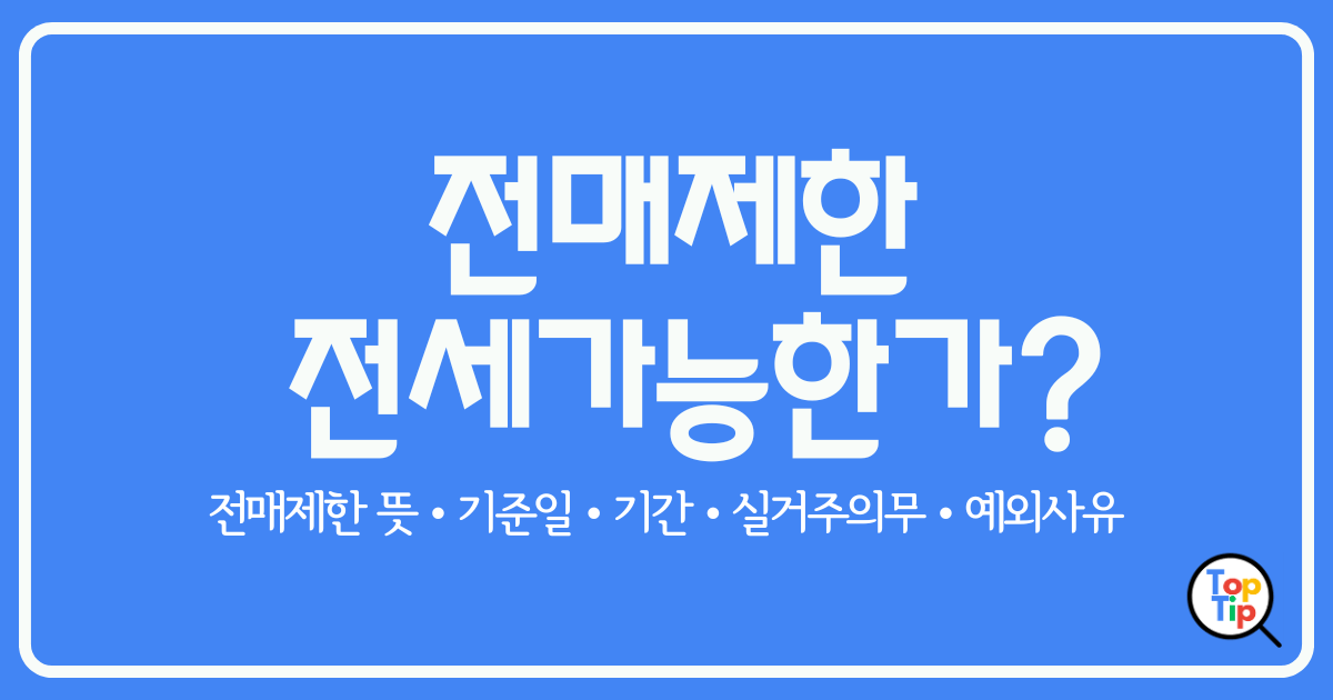 전매제한 전세 가능한가, 뜻, 기준일, 기간, 예외사유 총정리